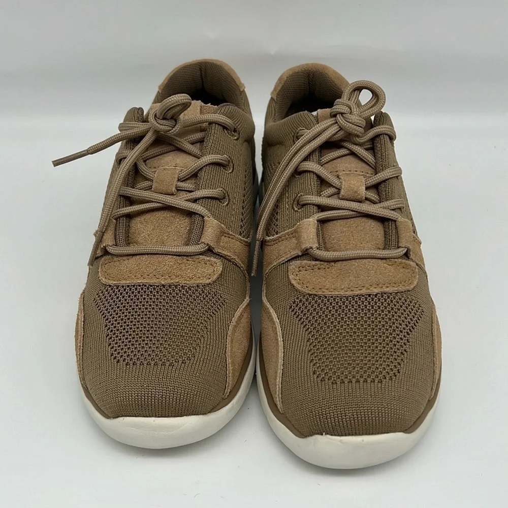 Propet Sarah Oxford Sneaker Flax Tan Knit Orthotic Comfort Walking 7AA NARROW